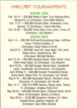 1991 Little Sun Ladies Pro Bowling Tour Strike Force #63 1990 LPBT Tournaments Front